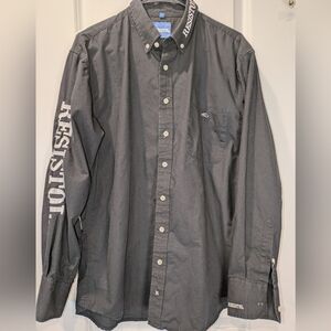 Resistol Western Shirt Black Logo Sleeve Cowboy Button Down Men's S